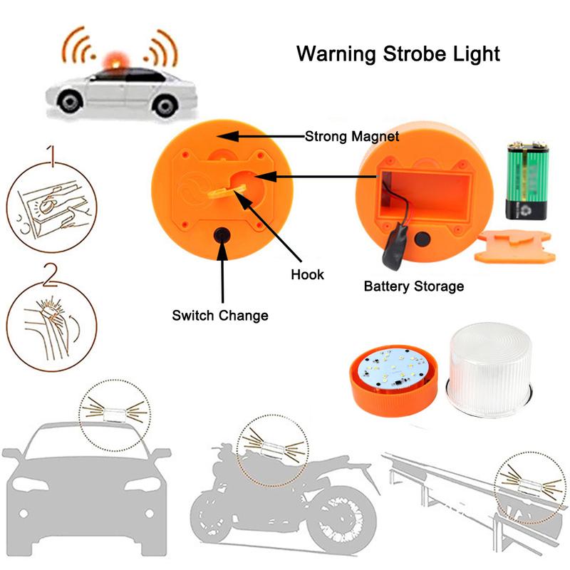 1* Yellow/Red/Blue Multi-function LED Warning Light Two Light Modes Car Flashing Emergency LED Warning Strobe Light Universal
