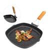 Outdoor Home Folding Steak Pan Striped Flat Bottom Pan Special Non Stick Gas Induction Stove for Steak Frying