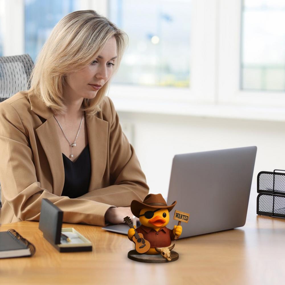 Декор в виде утки на музыкальную тематику, винтажная рок-утка, фигурка, расписанная вручную, украшение для музыкальной студии, статуэтка классического рокера для бара