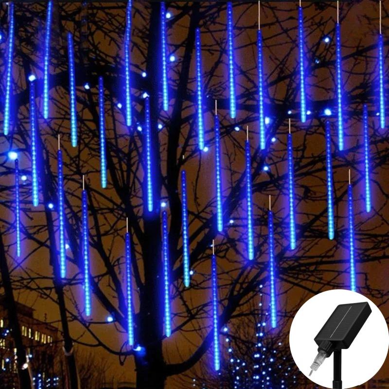 30/50см Светодиодные солнечные огни Метеоритный дождь Праздничные гирлянды Водонепроницаемый садовый свет Рождественское свадебное украшение