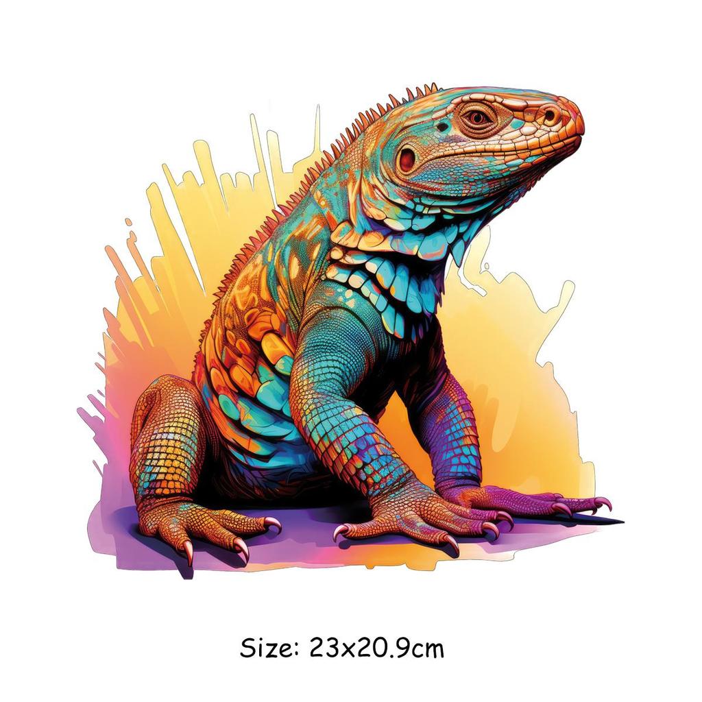1/2pcs Colorful Lizard Heat Transfer Sticker, DIY Dangerous Pet Iron-On Decals For Clothes, T-Shirt Making, Pillow Decorating