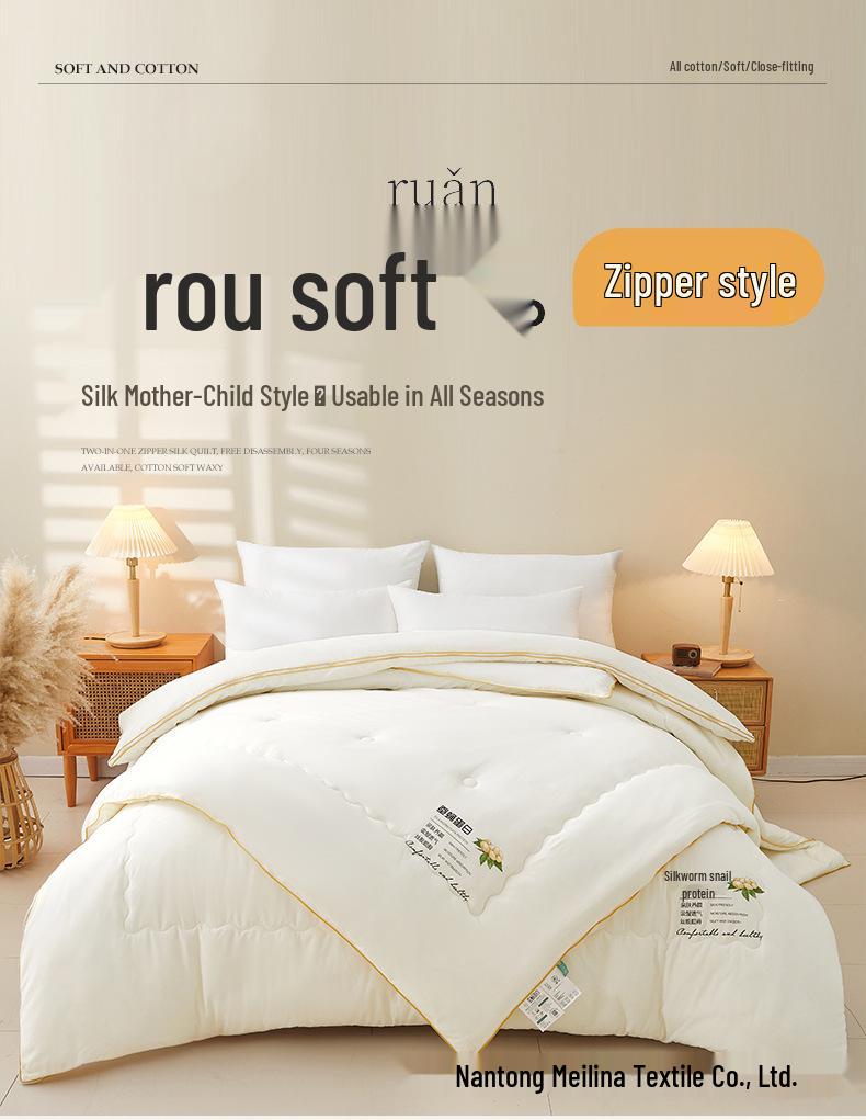 Crystal Home Textiles Шелковое одеяло из тутового шелка: Плотное весенне-осеннее одеяло для родителей и детей на молнии, Зимняя подарочная версия.