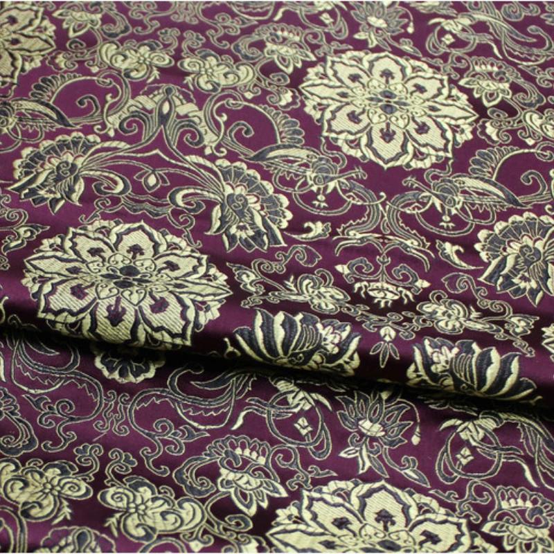 75x100cm Jacquard Floral Style Damask Silk Satin Brocade Fabric Costume Upholstery Furniture Curtain Clothing Material