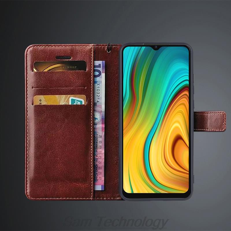 Чехол-держатель для карт из кожи для OPPO Realme C3, чехол-книжка из искусственной кожи, ретро-чехол для телефона Realme C3 Business Fundas Coque