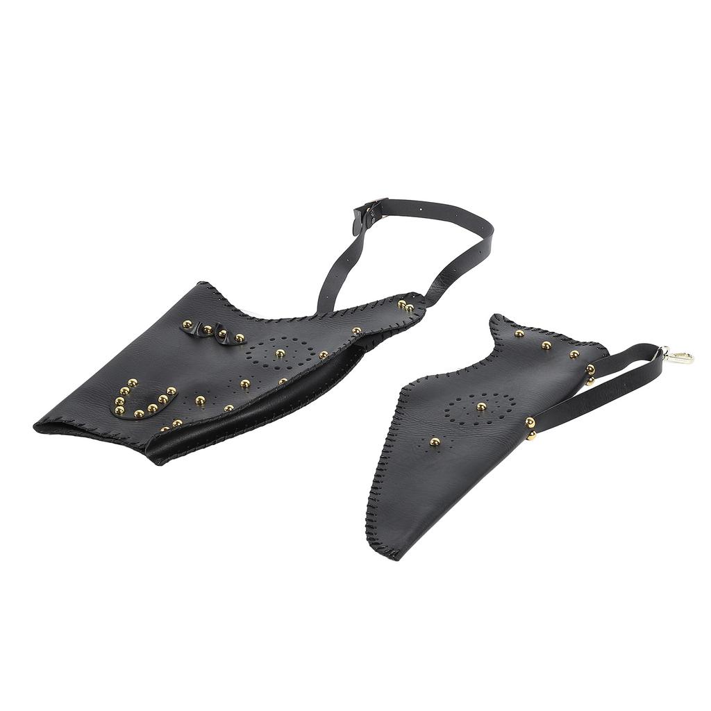 Archery Bow Carrier Black PU Leather Adjustable Arrow Quiver for Outdoor Sports Accessory