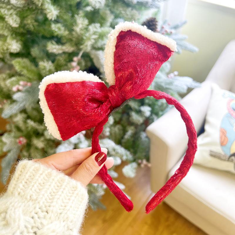 Милый Рождественский Ободок с Рогами и Бантом - Праздничный Сказочный Аксессуар для Волос
