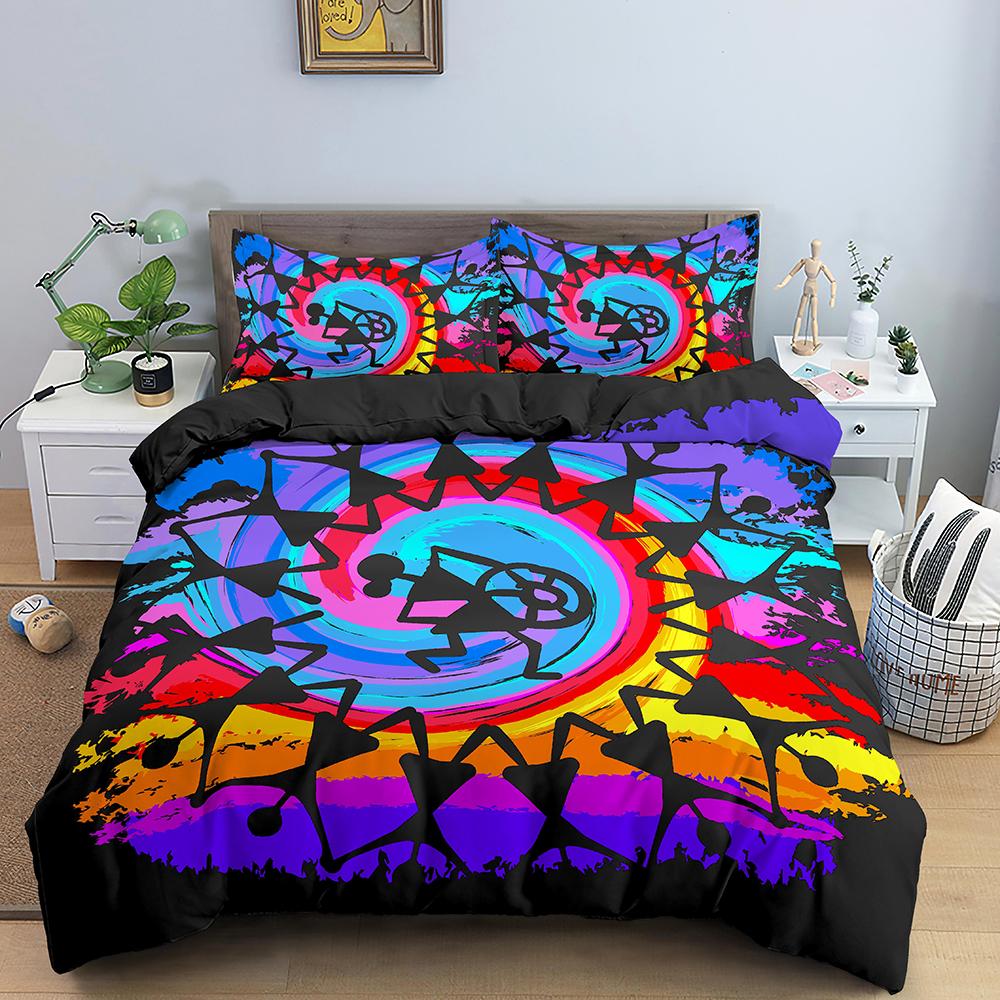 Egyptian Bedding Set Ancient Egypt Civilization Duvet Cover Characters Bedclothes 2/3PCS African Tribe Quilt Cover