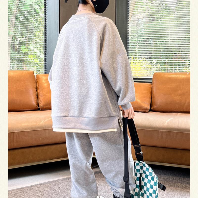 Модный костюм для мальчиков, новый детский осенний свитер, спортивная одежда для детей среднего и большого возраста, весенние и осенние модели, красивый модный прилив