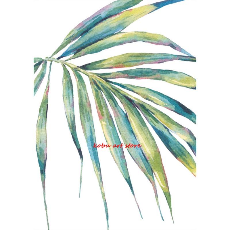 Постер с листьями тропической пальмы, акварельный ботанический принт с папоротником и монстерой, картина на холсте, настенное искусство, картина для комнаты, домашний декор