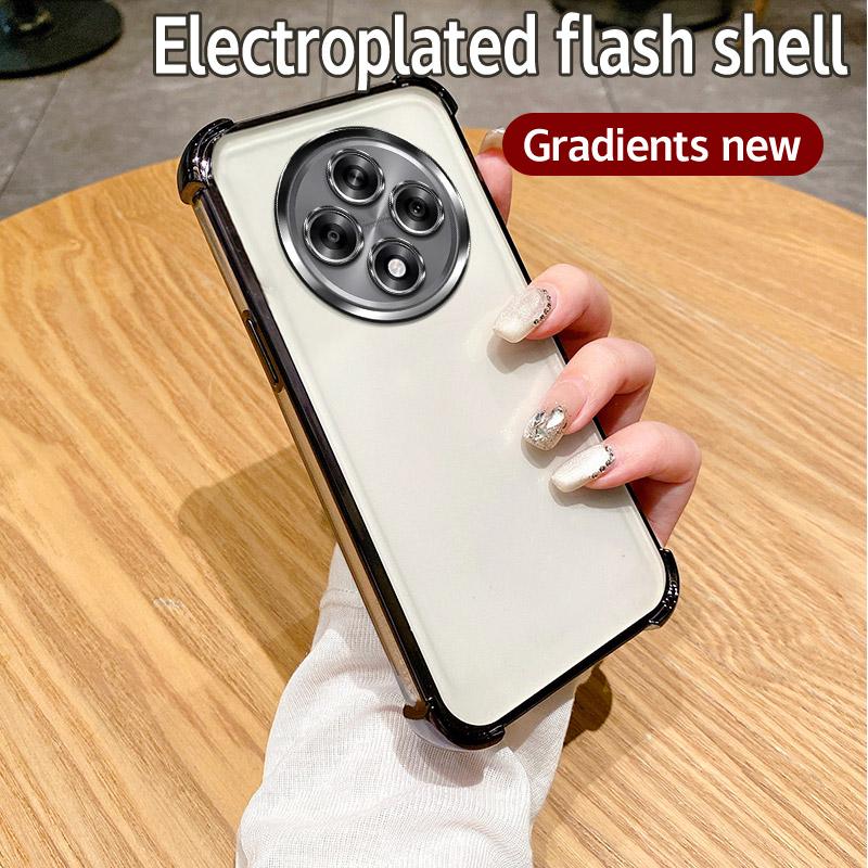 Для Oppo Reno12 F Чехол oppo Reno12 F 4G Чехол для телефона Reno 12F Чехол для телефона Мягкий бампер Противоударный защитный чехол Прозрачная гальваническая пластина