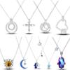MULA 925 Sterling Silver Blue Star Moon Heart Sunflower Cross Butterfly Necklace Fit Original Charms Fine Jewelry Women Fashion