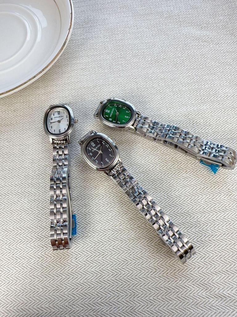 Женские минималистичные кварцевые часы с эллиптическим циферблатом и цифровыми метками, стальной браслет, маленькие наручные часы