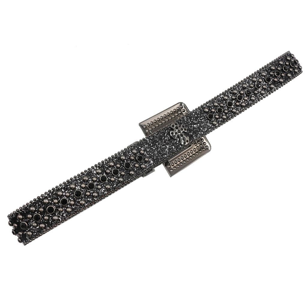 Black Cross Rhinestone Sequins Wide Belt Stylish Non-Porous Bare Body Blue Versatile European And American Ladies Prom Belt