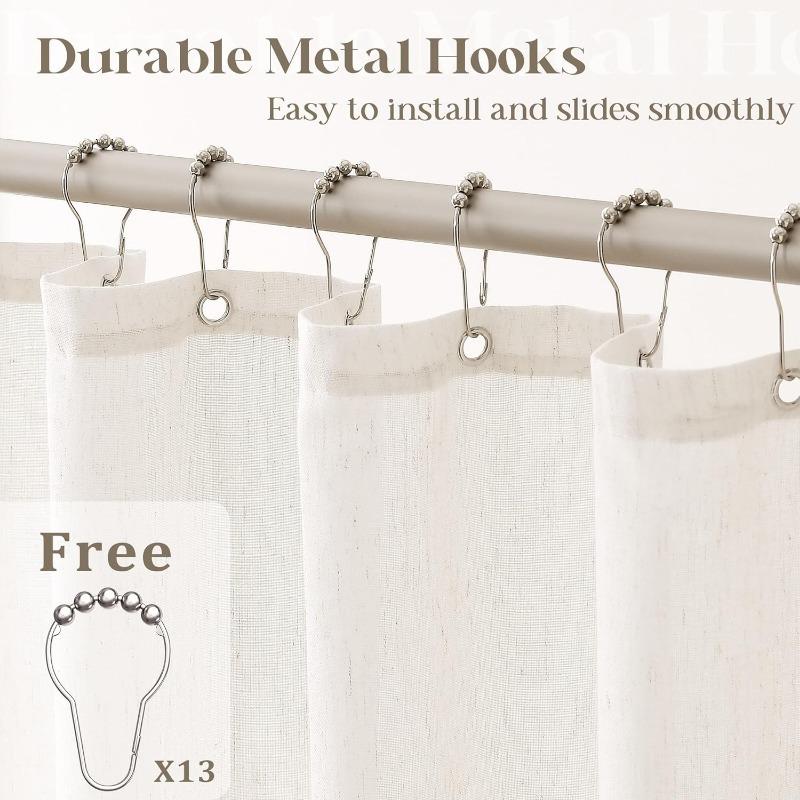 Натуральная кремовая льняная шторка для душа Кантри Бохо Фермерский дом Декор для ванной комнаты Бежевые шторки для душа для ванной Нейтральная ткань