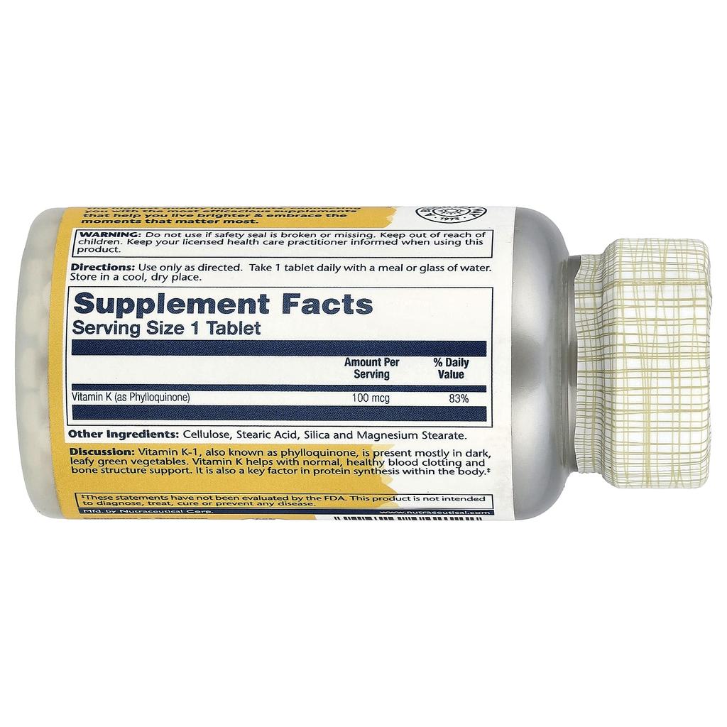 Vitamin K, 100Mcg, 100 Tablets