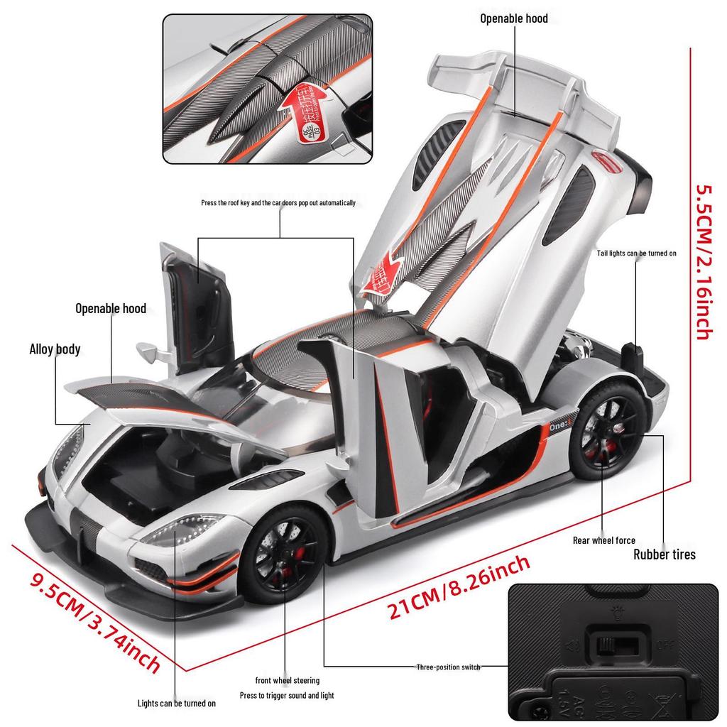 1:24 Koenigsegg ONE Alloy Car Model with Ejection Doors - Sports Car Ornament and Toy