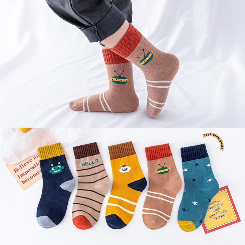 Детские носки с рисунком медведя из мультфильма для детей 0-13 лет, впитывающие пот и ветер, износостойкие, средние носки-трубы