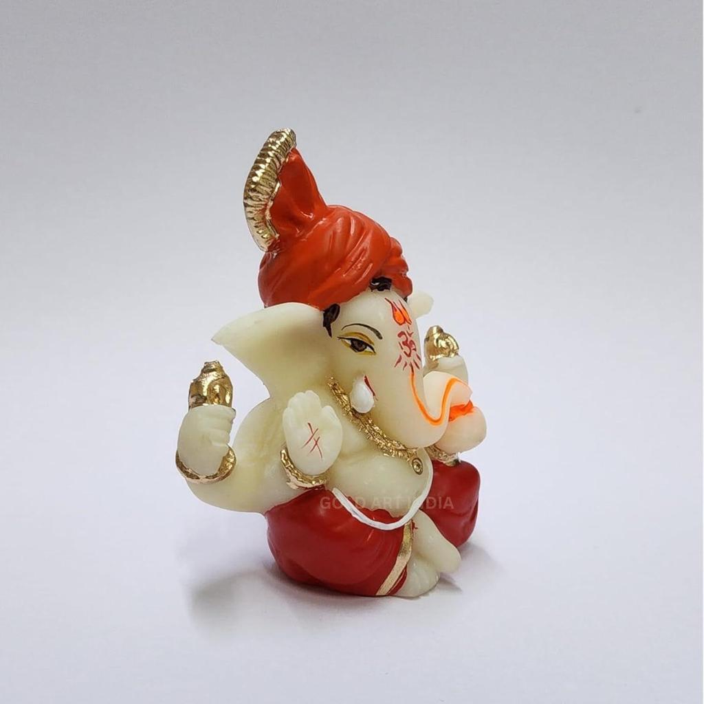Polyresin Lord Ganesha Idol for Car Dashboard, Home, Office | Ganpati Statue for Mandir Decor | Handcrafted Ganesh Murti