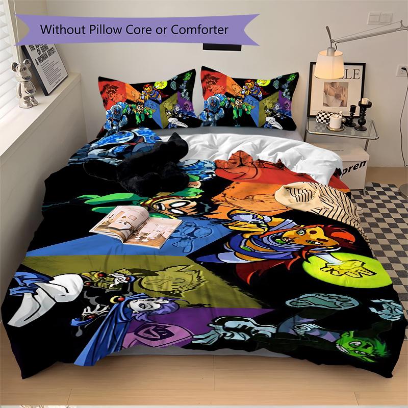 3Pcs Superhero Adventures Unleashed Bedding Set Soft Fabric Duvet Cover Pillowcases Home Xmas Halloween Gift 1 Duvet Cover 2 Pillowcase S1369