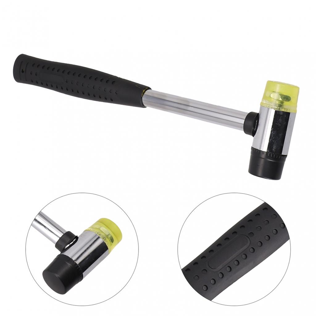 25mm Rubber Mallet Hammer FIBREGLASS Shaft Grip Handle DIY Camping Paving Tool