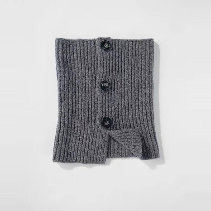 Retro Warm Knitted Wool Button Scarf Women's Fashion Versatile Split Neck Cover Cold Neck Protection Shawl