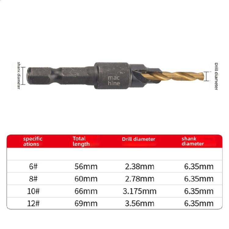 4Pcs Countersink Drill Bit Set for Wood Counter Sink Wood Screw Hole Cutter Reamer Tapered Chamfer Woodwooking Tool