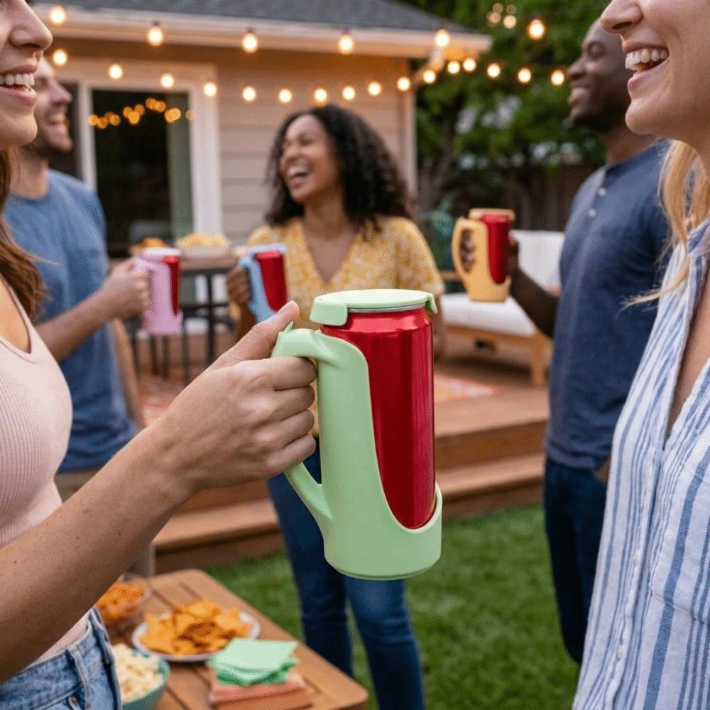Spill-Proof Portable Cup Holder Leak Proof Soda Can Holder Comfortable Grip 12oz Can Holder Party