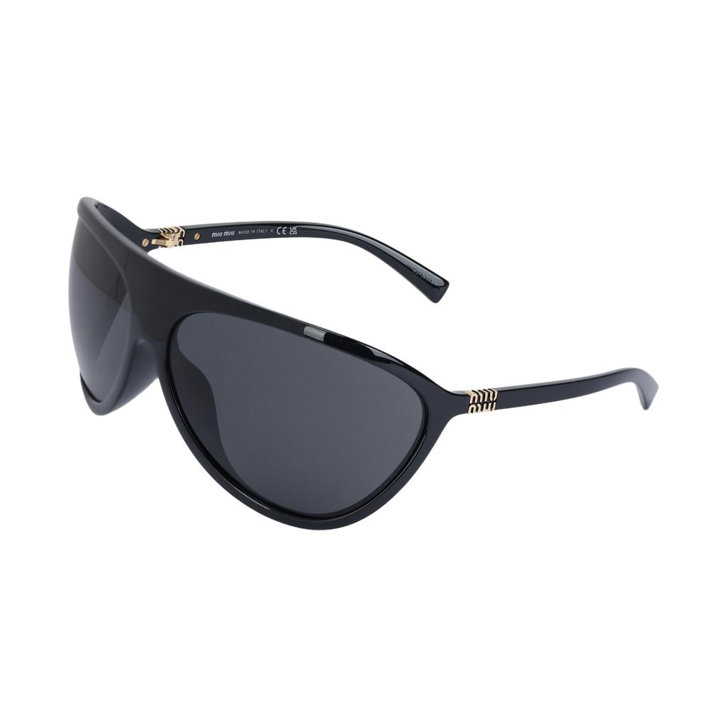 Miu Miu Solid Color Design Irregular Shape Sunglasses Unisex sunglasses Black SMUA01_E1AB_F05S0_C_075