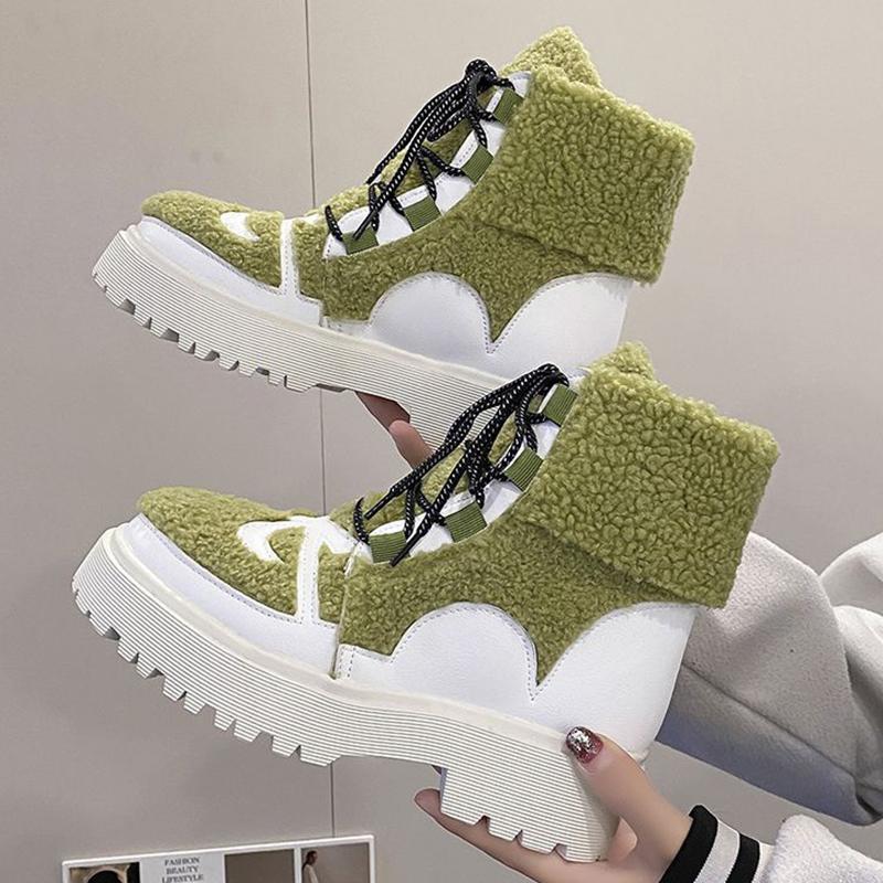 Новые зимние шерстяные ботинки на платформе, повседневные зимние теплые женские зимние ботильоны, меховые ботильоны на платформе для женщин, обувь 35-40