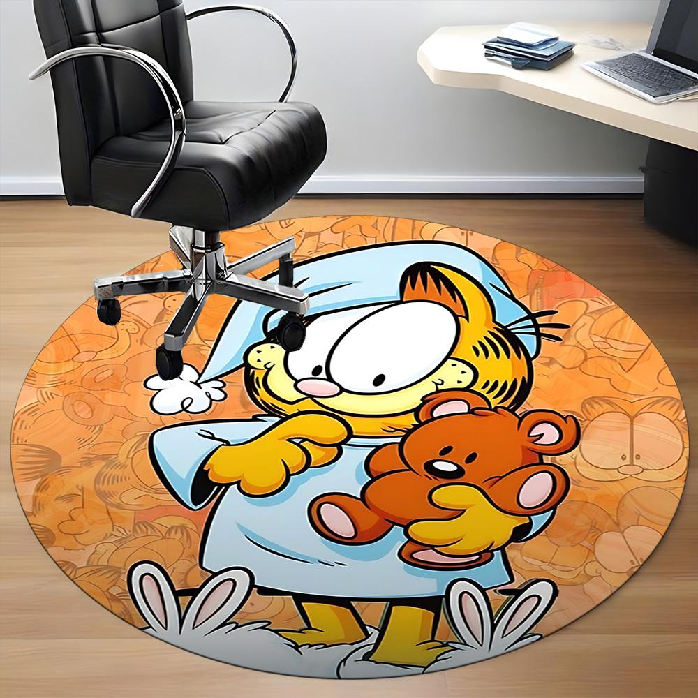 1pc Garfield Cat Office Round Area Rug,Bedroom Living Room Home Decor, Room Deco a1016132