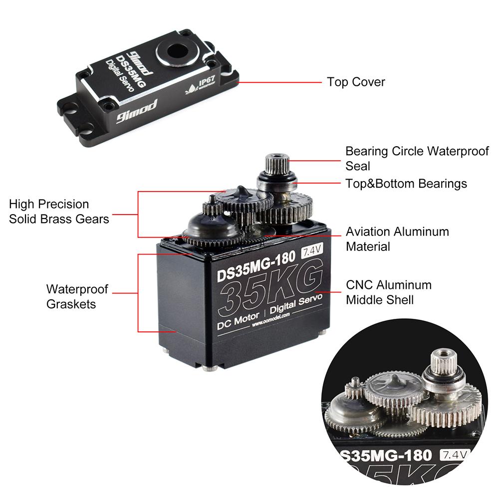 9IMOD 35KG Servo Adjustable Bracket 180°/270° IP67 For 1/6 1/8 1/10 1/12 RC Car Boat Plane