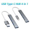 Mini USB Type C Hub 4Port адаптер USB3.1Multi Splitter 4in1 док-станция UltraSlim SuperSpeed алюминий для компьютера ноутбука ПК