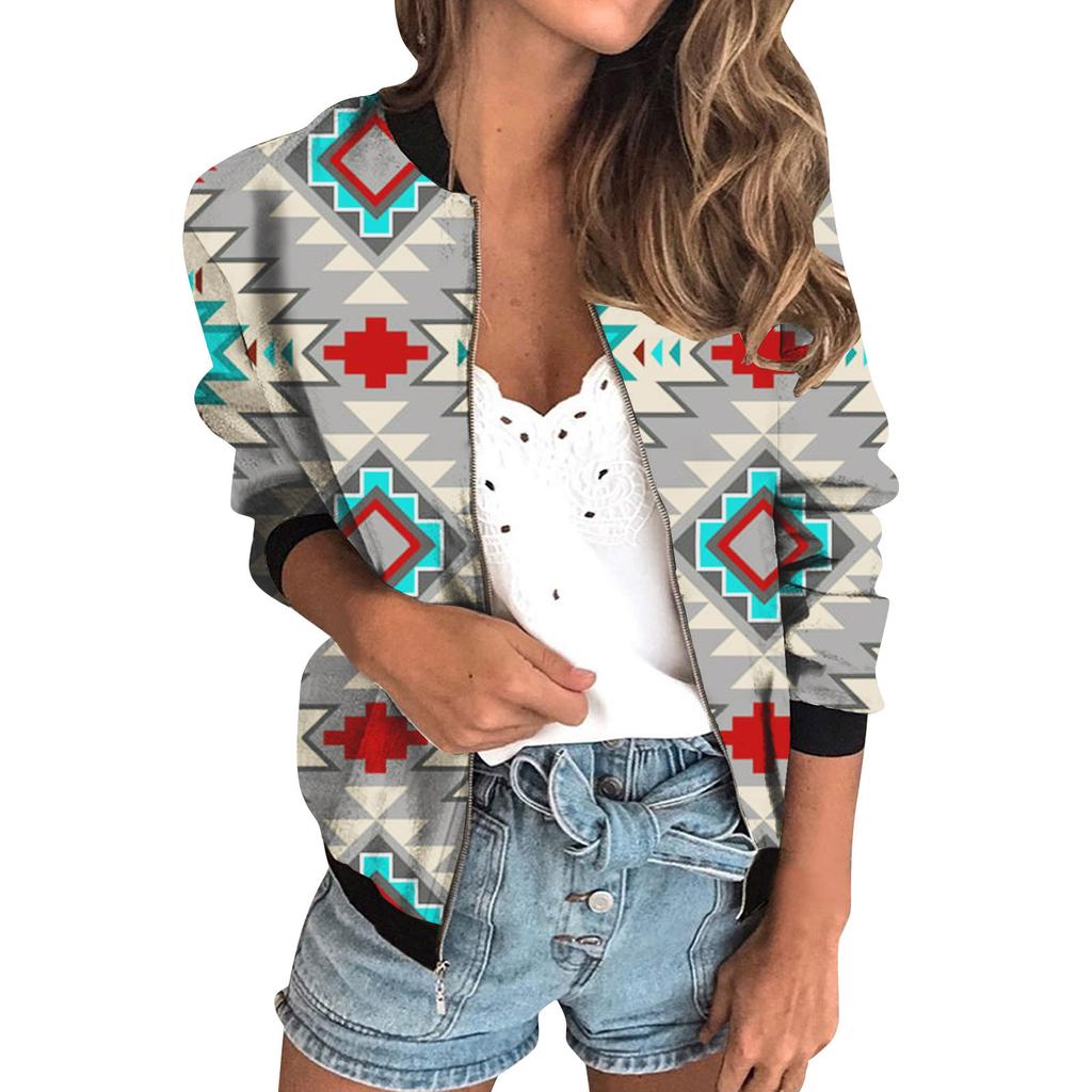 20256 autumn women's jacket zipper short 3D printing painted pattern women's fashion single item one generation