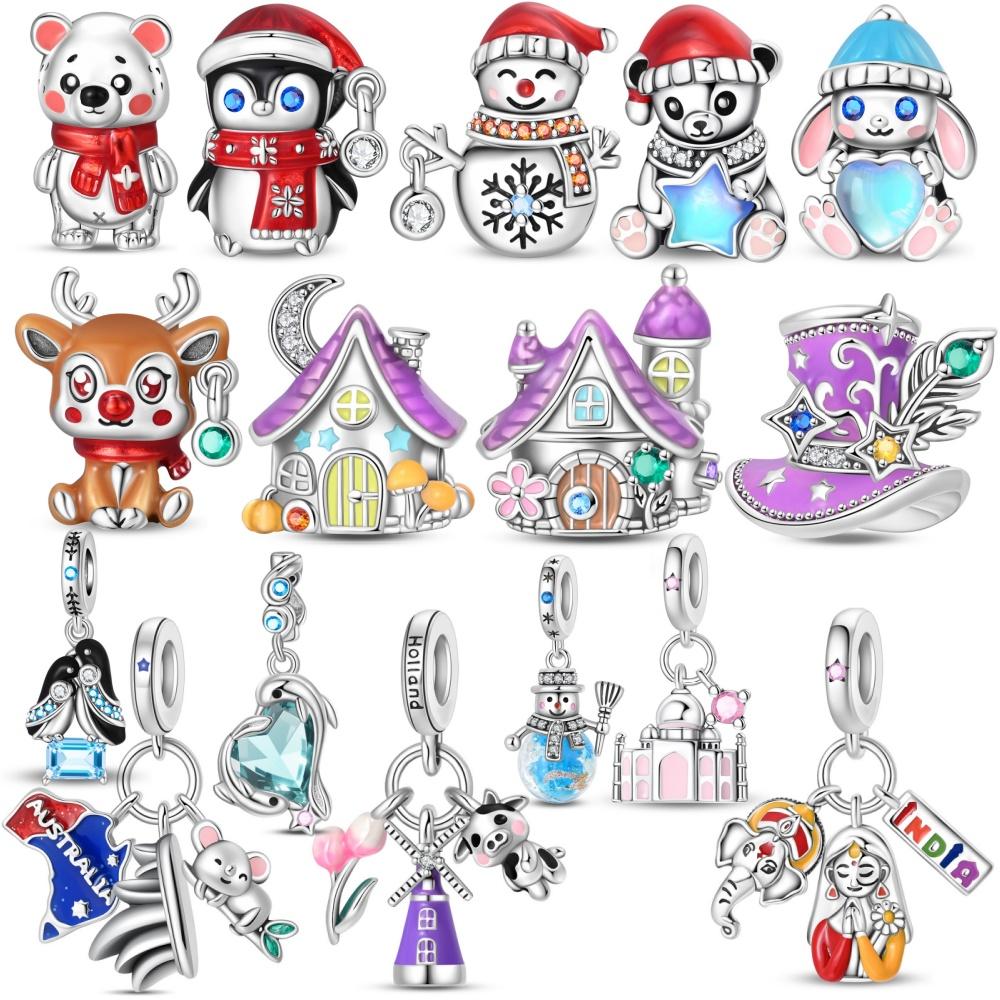 New Christmas Snowman Compatible with Original Bracelet Necklace DIY Jewelry Christmas Gift