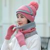 Four-piece Hat, Mask, Scarf, Gloves, Women's Winter Velvet Warm Knitted Wool Hat, Cycling Windproof Hat