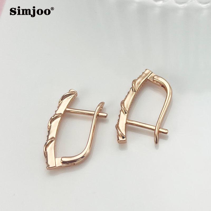 SIMJOO Rose Gold Color Fashion Personalized Design Zircon Earrings