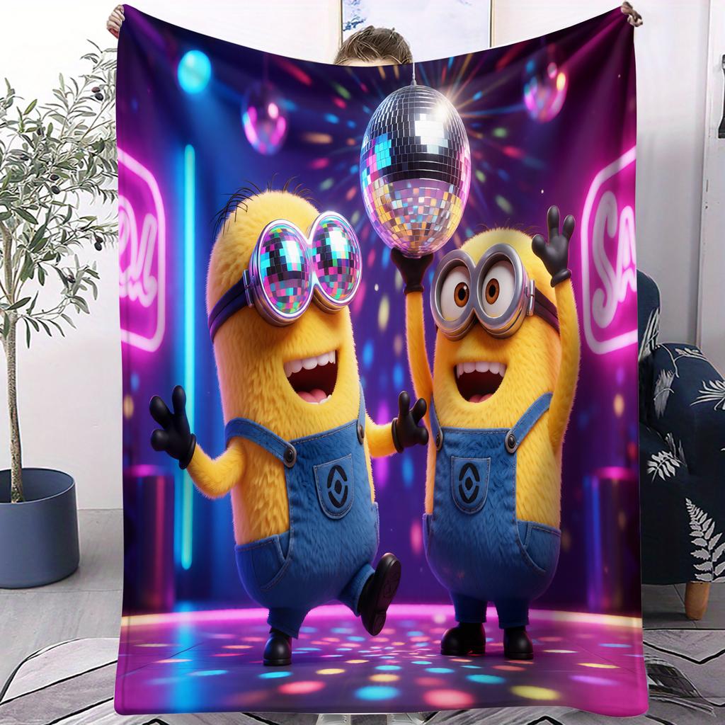 Portable Minions Blanket Ultra Soft Warm Lightweight Flannel Throw Blanket For Sofa Bedroom Living Room Travel Car Office Gift