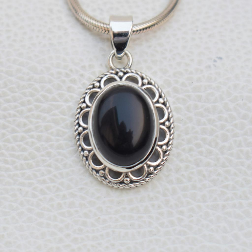 Black Onyx Pendant, 925 Sterling Silver Pendant, Boho Pendant, December Birthstone Pendant, Handmade Pendant, Designer Pendant, Gift for Her