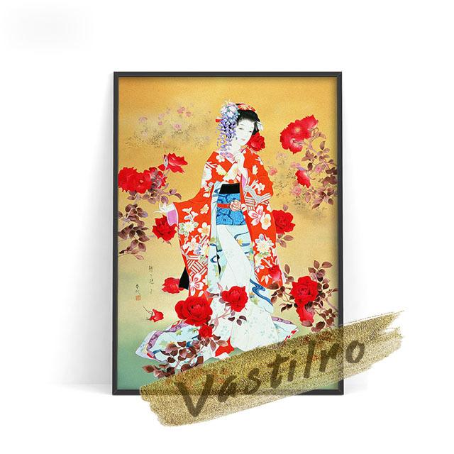 Морита Харухико, постер японского традиционного костюма и дизайн кимоно, любительская коллекция, стена красоты Укиеэ