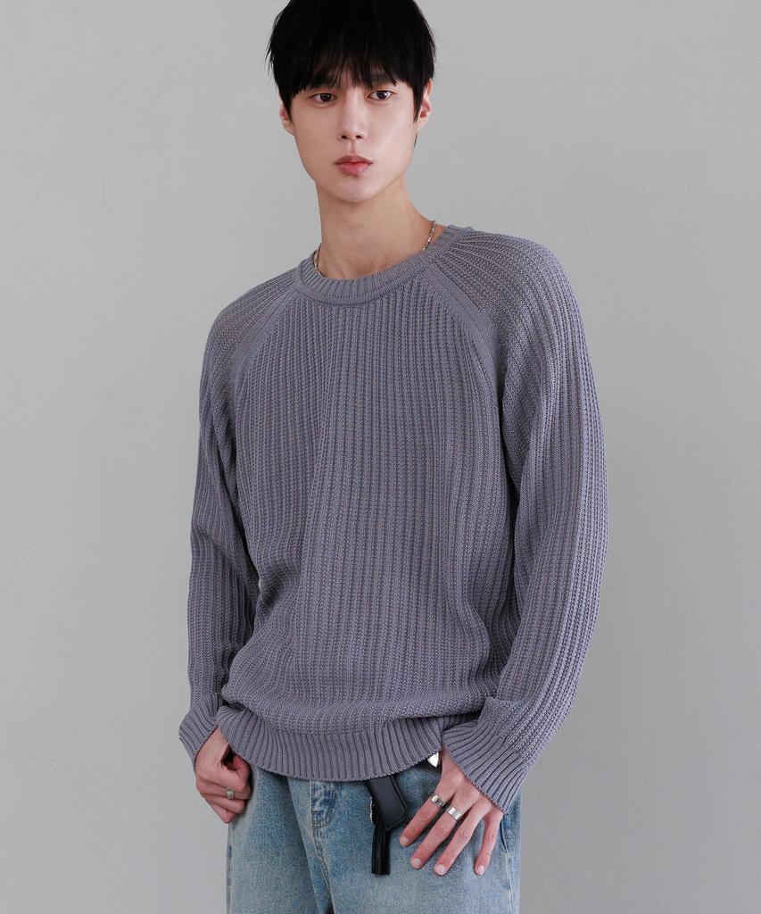 NODU Summer Light Loose Waffle Knit [Gray]
