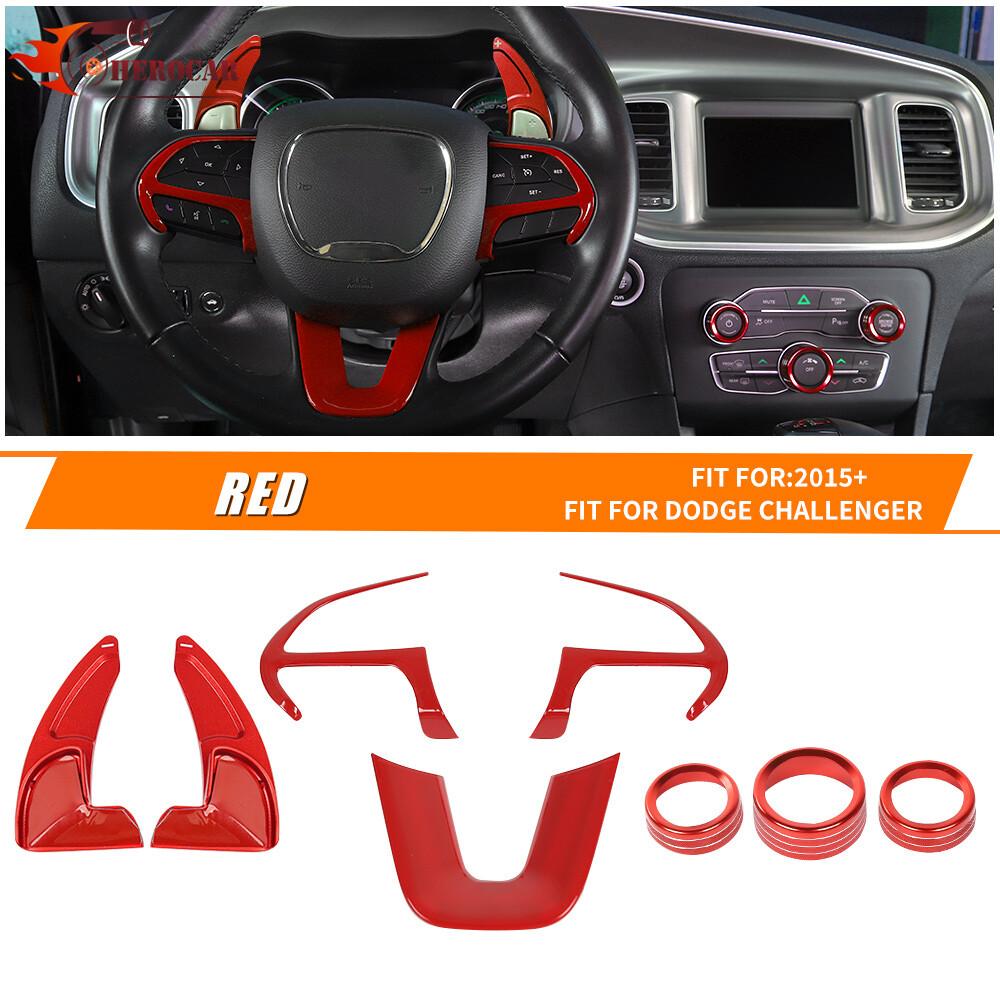 8X Steering Wheel Paddle Shifters AC/Audio Red Cover For Dodge Chgr/Chall 2015+