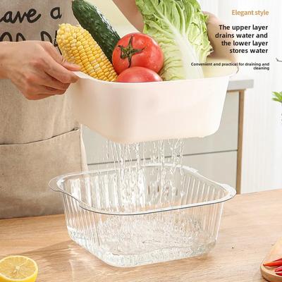 Утолщенная двухслойная дренажная корзина для хранения овощей и фруктов, пыленепроницаемая, многофункциональная, для кухни и домашнего хозяйства