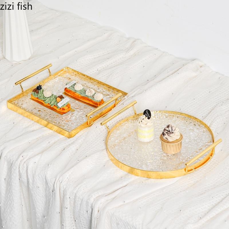 Металлический акриловый поднос для хранения десертная тарелка тарелка для торта поднос для димсама десертный стол тарелки для хлеба подносы для закусок