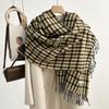 Versatile Imitation Cashmere Tassel Soft And Sticky Plaid Scarf For Women'S Winter Luxury New Fashionable Thickened Warm Shawl