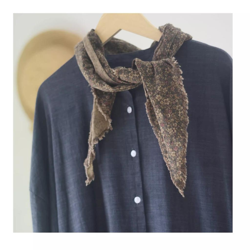 Johnature Floral Shape Triangle Autumn Winter Retro Distressed Decorative Scarves