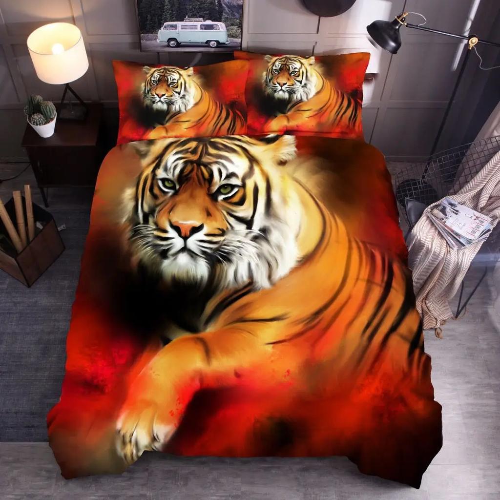 Bohemian Style Comforter Bedding Sets Indian Wolf 3pcs Animal Duvet Cover Sets King Size Boho Bedding Polyester Ropa De Cama