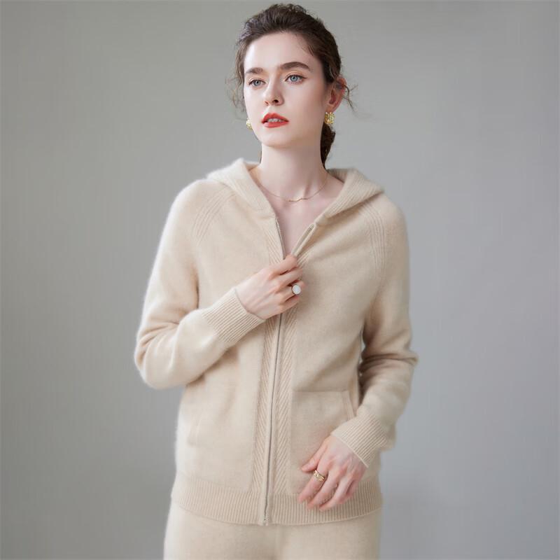 Fanzhen Women's Hooded Cashmere Cardigan