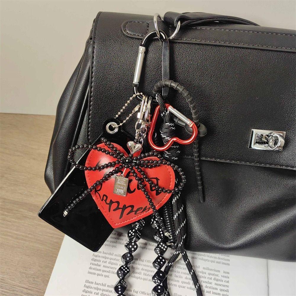 PU Leather Lovely Heart Shaped Keyring Ins Bag Charms Exquisite Car Keychain  Party