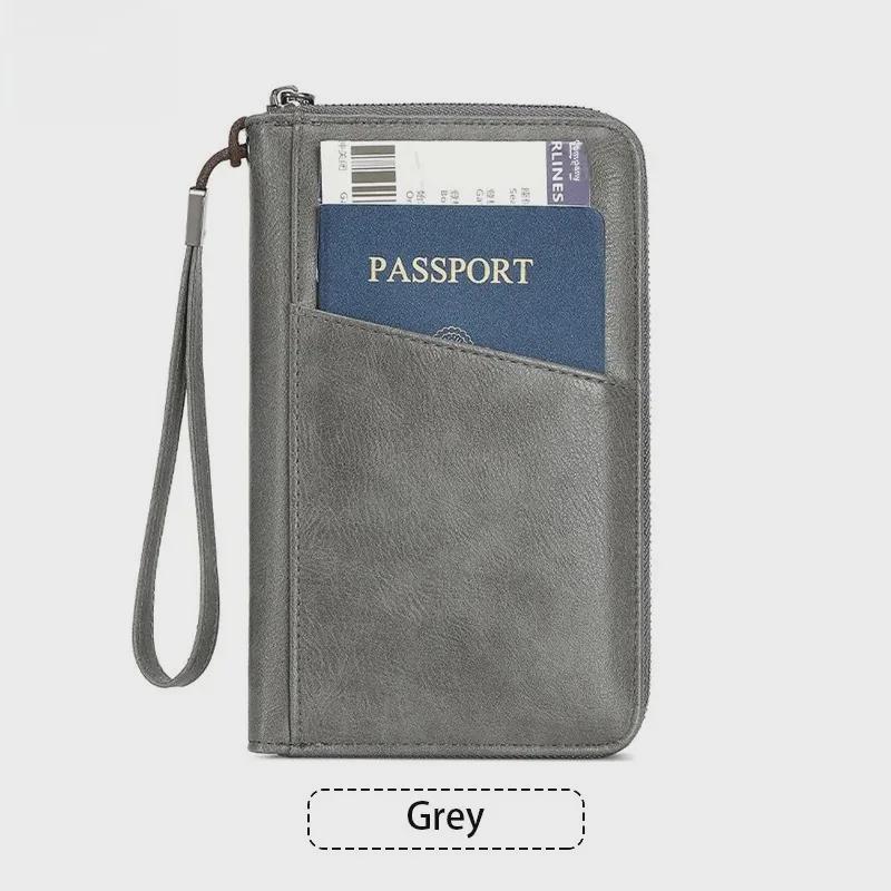 Кошелек для паспорта с защитой от магнитного RFID-излучения, застежкой-молнией и многофункциональным хранилищем
