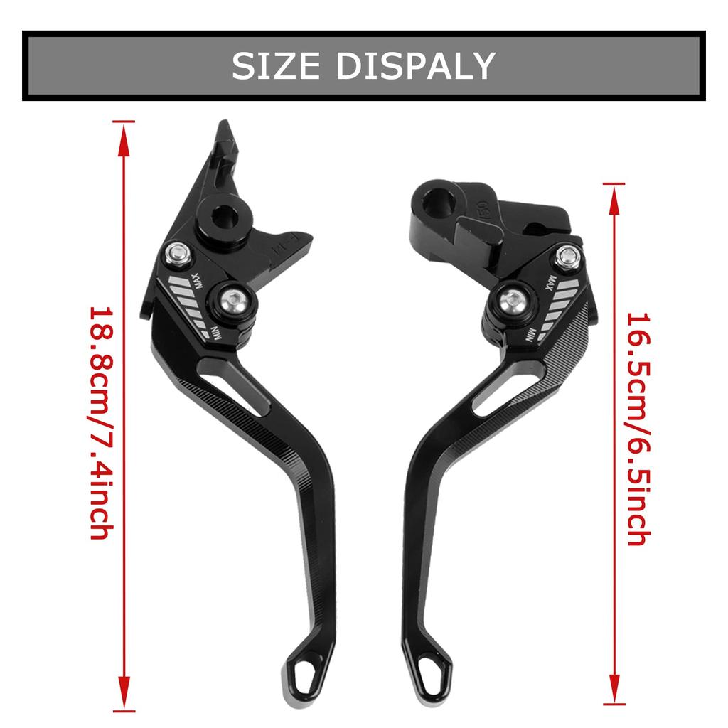 Комплект рычагов тормоза и сцепления, удлиненный, алюминиевый, 5D, текстура, 6 уровней, регулируемый, совместимые транспортные средства Kawasaki Kawasaki Z750 (Не Z750S) 2004-2006 (черный)